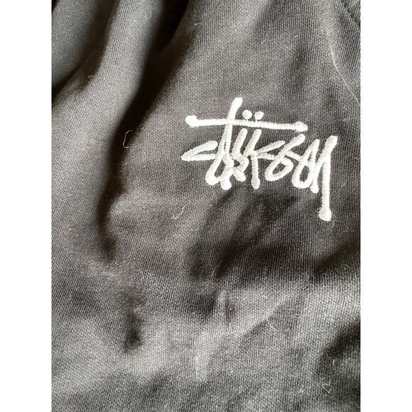 Stussy Black Embroidered Logo Cotton Drawstring Shorts - Picture 3 of 8